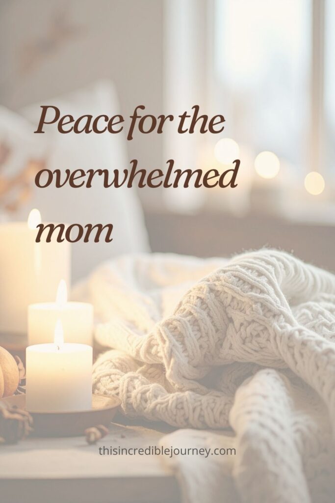 text overlay peace for the overwhelmed mom